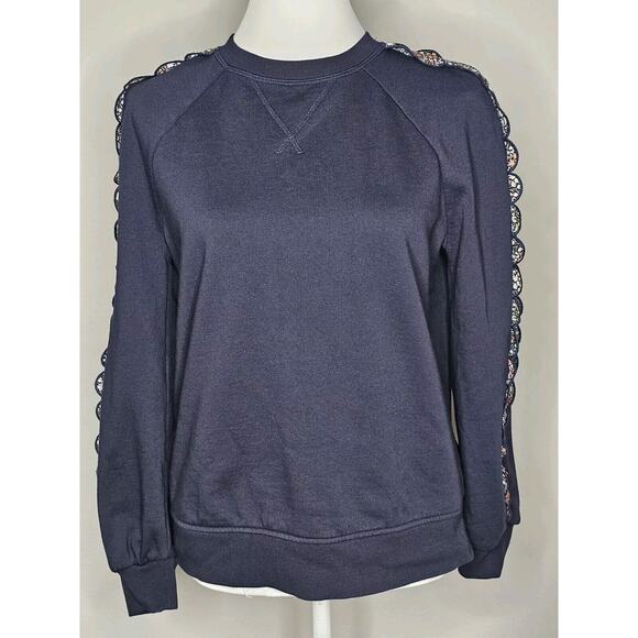 Boden Navy Women’s Sweatshirt Ruffle Sleeves Floral Design - Size 6 - Picture 13 of 13